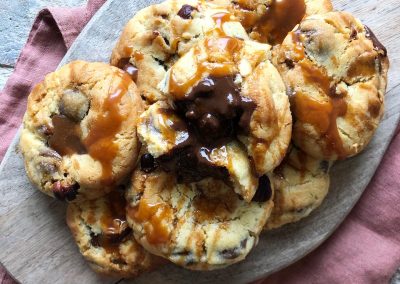 Cookies chocolat & caramel, insert pâte à tartiner